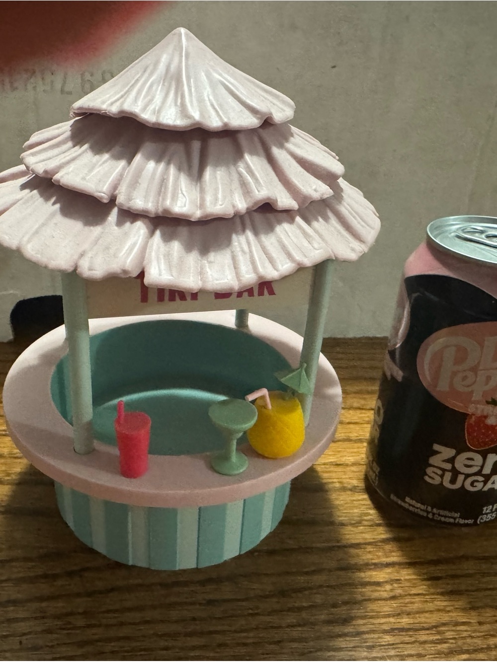 Mini Pink & Teal Tiki Drink Bar - little people size